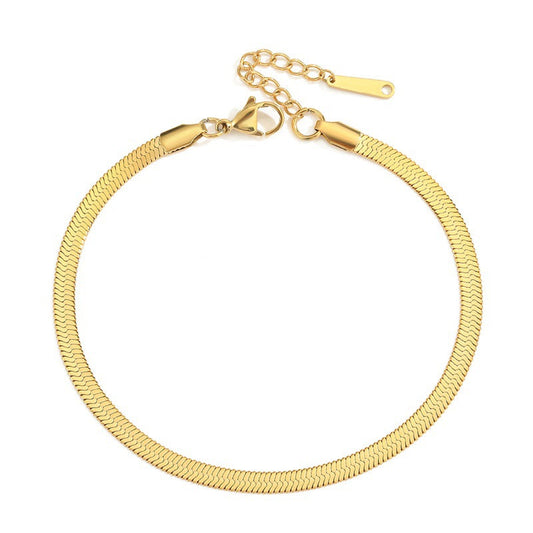 Flat Snake Chain Link Dainty Anklet