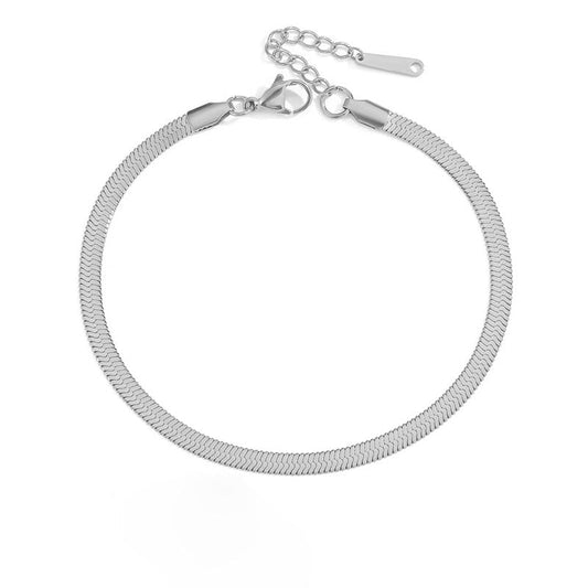 Flat Snake Chain Link Dainty Anklet