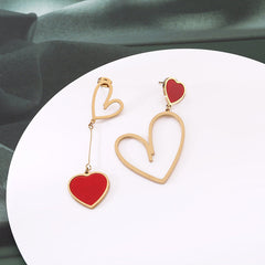 Asymmetry Heart Drop Dangle Earrings