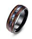 Hawaiian Koa Wood Tungsten Hand Rings Dome Abalone Shell/Blue Center Wedding Bands for Men Women