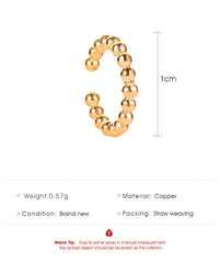 Cubic Zirconia Sparkling Round Huggie Ear Cuff Gold Earrings for Women | Clip On Cartilage