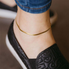 Flat Snake Chain Link Dainty Anklet