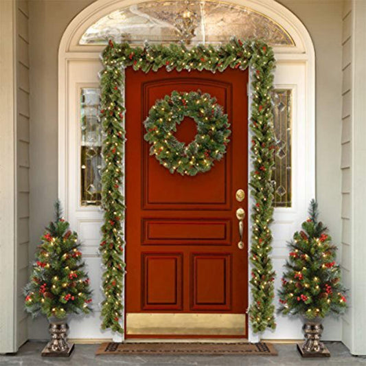 Artificial Christmas Garland, Green, Crestwood Spruce, White Lights, Decorated with Pine Cones, Berry Clusters, Plug In, Christmas Collection, 9 Feet