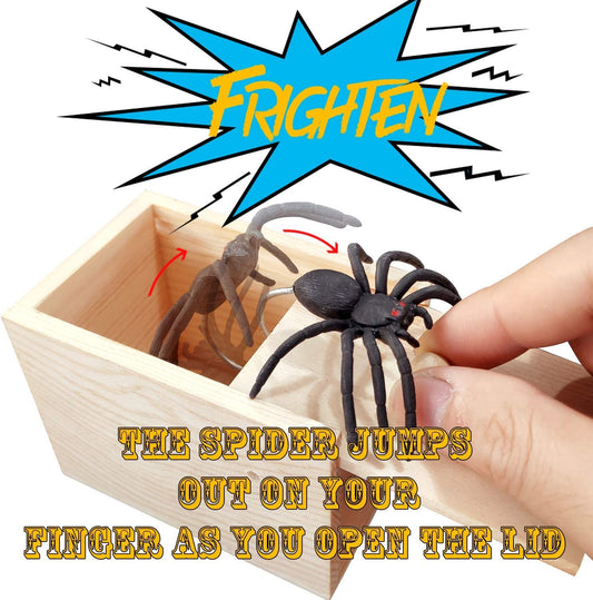 Rubber Spider Prank Box，Handcrafted Wooden Surprise Box Prank, Spider Money Surprise in a Box ,Prank Stuff[Upgraded Version]