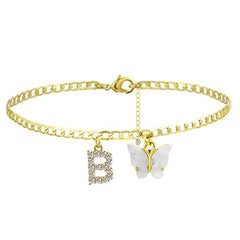 Butterfly Initial Letter Anklet