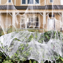 300 G Stretch Web +30 Spiders for Indoor and Outdoor Halloween Decorations Halloween Theme Party Decorations