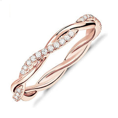 Ring Cubic Zirconia Twisted Rope Eternity Band for Women Hand Ring