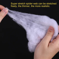 300 G Stretch Web +30 Spiders for Indoor and Outdoor Halloween Decorations Halloween Theme Party Decorations