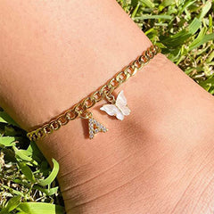 Butterfly Initial Letter Anklet