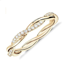 Ring Cubic Zirconia Twisted Rope Eternity Band for Women Hand Ring