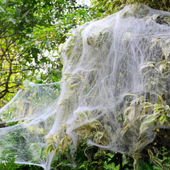 300 G Stretch Web +30 Spiders for Indoor and Outdoor Halloween Decorations Halloween Theme Party Decorations