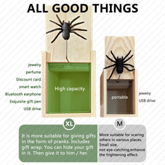 Rubber Spider Prank Box，Handcrafted Wooden Surprise Box Prank, Spider Money Surprise in a Box ,Prank Stuff[Upgraded Version]