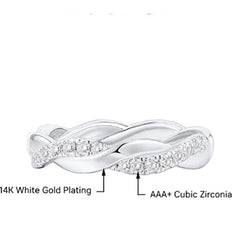 Ring Cubic Zirconia Twisted Rope Eternity Band for Women Hand Ring