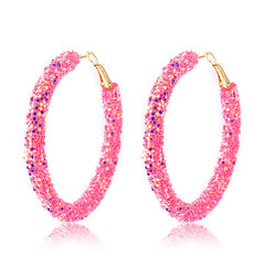 Glitter Hoop Earrings Sparkle Hoop Dangle Earrings