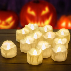 Timer Candles 12 Packs LED Flameless Votive Tea Lights Candle for Halloween Christmas Home Party Outdoor Decorations