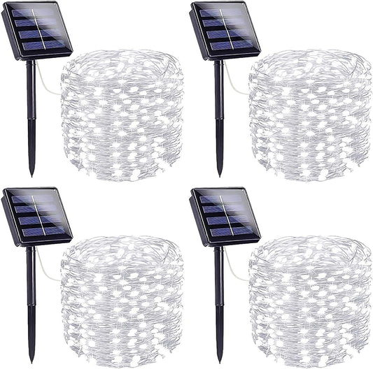 4-Pack 160FT 400 LED Solar String Lights Outdoor, Waterproof Solar Fairy Lights with 8 Lighting Modes