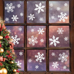 135Pcs Christmas Window Clings Snowflakes Window Decals Static Window Stickers