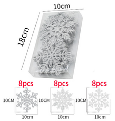 Plastic Christmas Glitter Snowflake Ornaments Christmas Tree Decorations, 3.94Inch, Set of 24