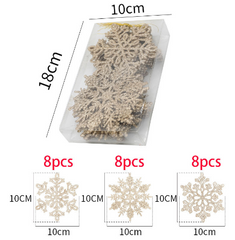 Plastic Christmas Glitter Snowflake Ornaments Christmas Tree Decorations, 3.94Inch, Set of 24