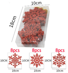 Plastic Christmas Glitter Snowflake Ornaments Christmas Tree Decorations, 3.94Inch, Set of 24