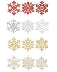 Plastic Christmas Glitter Snowflake Ornaments Christmas Tree Decorations, 3.94Inch, Set of 24