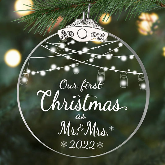 2022 Our First Christmas as Mr. and Mrs. Crystal Ornament First Christmas Married Ornaments Christmas Tree Hanging Accessories