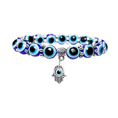 4 Pcs Evil Eye Bead Bracelet Beaded Charm Bracelets Blue Eye Stretch Amulet Bracelets Turkish Evil Eye Good Luck Protection Bracelet