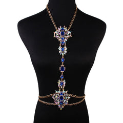 Boho Rhinestone Statement Chest Chain Body Chain Summer Beach Body Jewelry Accessories