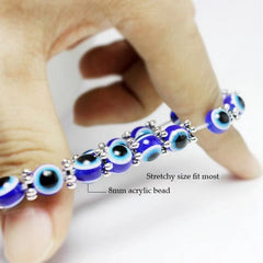 4 Pcs Evil Eye Bead Bracelet Beaded Charm Bracelets Blue Eye Stretch Amulet Bracelets Turkish Evil Eye Good Luck Protection Bracelet