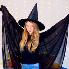 6 PCS Halloween Witch Hat Cap Costume Accessory for Hanging Witch Hats Decoration or Halloween Party Black