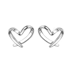 Minimalist Heart Sterling Silver Earrings Hollow Love Hearted  Ear Jewelry