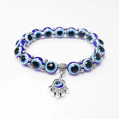 4 Pcs Evil Eye Bead Bracelet Beaded Charm Bracelets Blue Eye Stretch Amulet Bracelets Turkish Evil Eye Good Luck Protection Bracelet