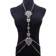 Boho Rhinestone Statement Chest Chain Body Chain Summer Beach Body Jewelry Accessories