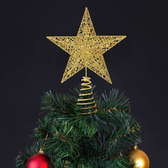 Christmas Star Tree Topper Gold Glittered 5 Point Star Treetop