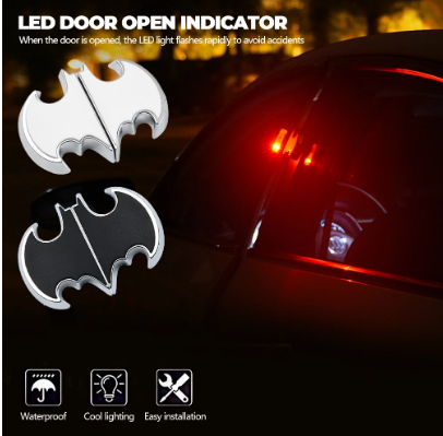 Bat shape Universal Car LED Opening Door Safety Warning Anti-collision Flash Lights (2 Packs)