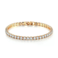 14K Gold Plated 3mm Cubic Zirconia Classic Tennis Bracelet | Beautiful Gold Bracelets for Women | Size 6.5-7.5 Inch