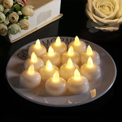 24 Pack Waterproof Flameless Floating Tealights, Warm White Battery Flickering LED Tea Lights Candles - Wedding, Party, Centerpiece, Pool & SPA