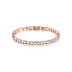 14K Gold Plated 3mm Cubic Zirconia Classic Tennis Bracelet | Beautiful Gold Bracelets for Women | Size 6.5-7.5 Inch