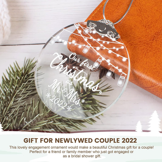 2022 Our First Christmas as Mr. and Mrs. Crystal Ornament First Christmas Married Ornaments Christmas Tree Hanging Accessories