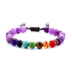 Men Women 8mm Lava Rock 7 Chakras Aromatherapy Essential Oil Diffuser Bracelet Braided Rope Natural Stone Yoga Beads Bracelet