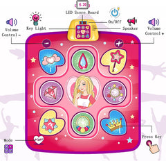 Dance Mat, Electronic Musical Play Mats Pink Dance Pad with LED Lights, Dance Game Toy Gift for Kids with 5 Game Modes, Christmas Birthday Gifts for 3 4 5 6 7 8 9 10 Year Old Girls Toys