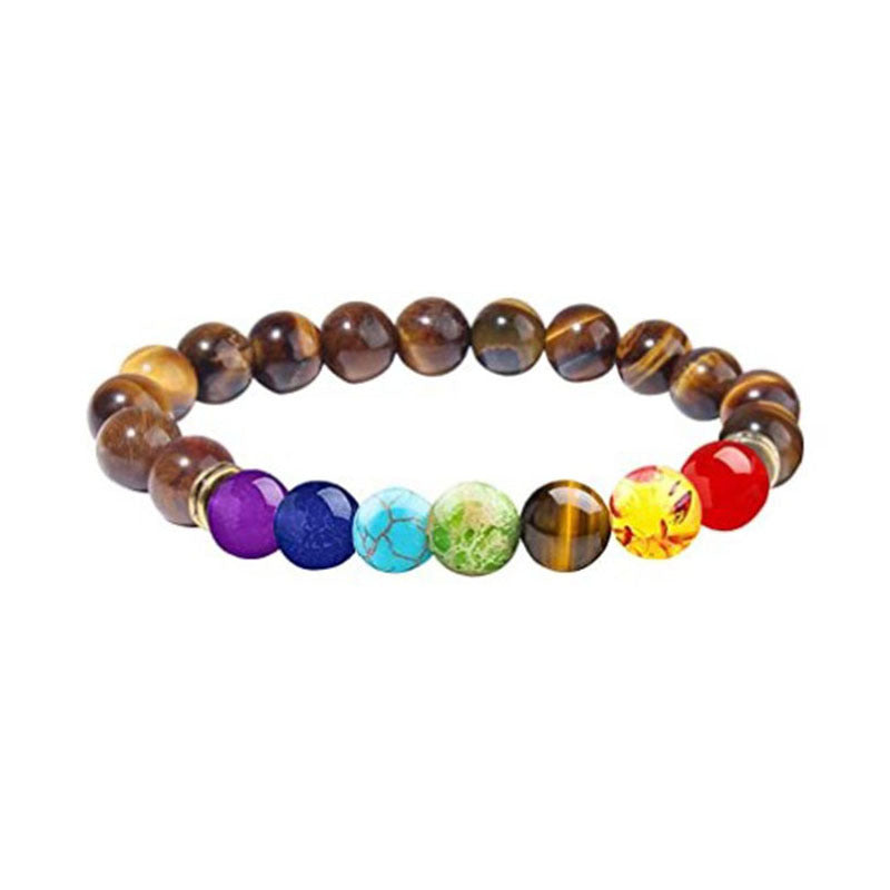 Men Women 8mm Lava Rock 7 Chakras Aromatherapy Essential Oil Diffuser Bracelet Braided Rope Natural Stone Yoga Beads Bracelet