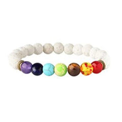 Men Women 8mm Lava Rock 7 Chakras Aromatherapy Essential Oil Diffuser Bracelet Braided Rope Natural Stone Yoga Beads Bracelet