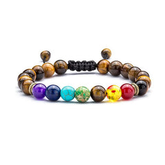 Men Women 8mm Lava Rock 7 Chakras Aromatherapy Essential Oil Diffuser Bracelet Braided Rope Natural Stone Yoga Beads Bracelet