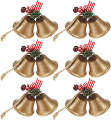 6 Pcs Christmas Bells  Tree Hanging Ornament Metal Jingle Bells for Christmas Holiday Decoration