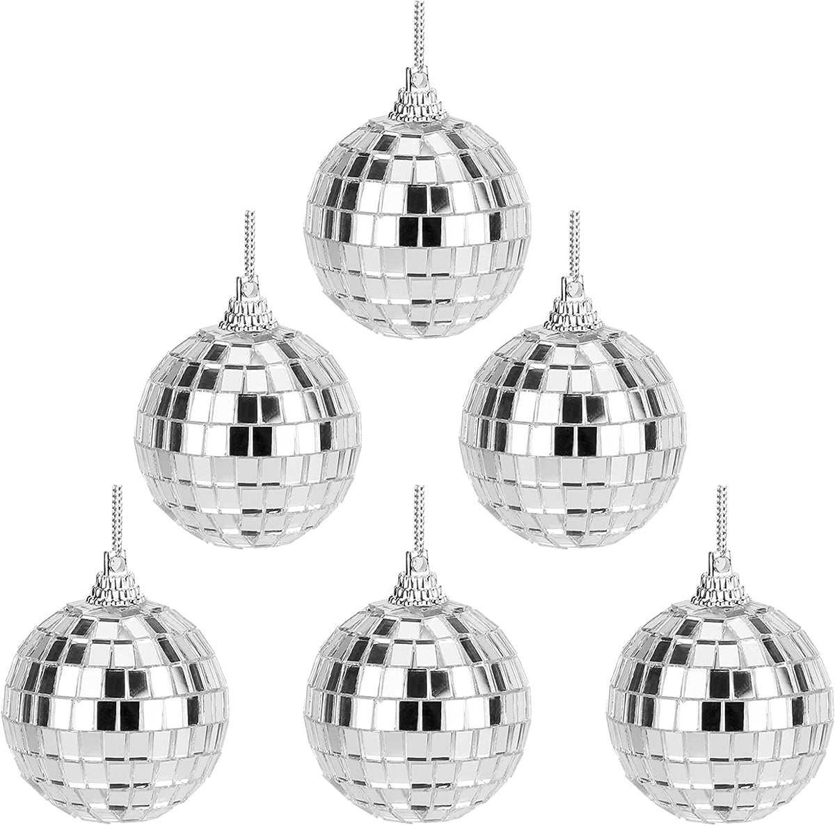 Silver Disco Party Decoration Bright Reflective Mirror Christmas Balls  Suitable for Christmas Wedding Family Party Hanging Decoration