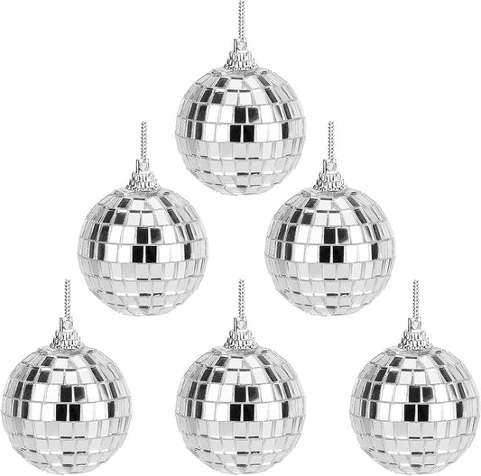 Silver Disco Party Decoration Bright Reflective Mirror Christmas Balls  Suitable for Christmas Wedding Family Party Hanging Decoration