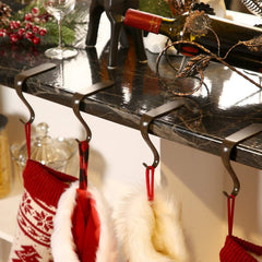 Christmas Stocking Holders Metal Mantel Stockings Hangers Shelf Fireplace Garland Mantle Grips Set