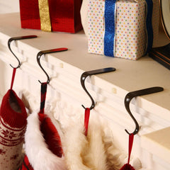 Christmas Stocking Holders Metal Mantel Stockings Hangers Shelf Fireplace Garland Mantle Grips Set