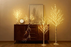 Lighted Birch Garland Battery Operated with Timer Pre-lit Twig Vine Lights for Christmas Holiday and Party Indoor Outdoor Decoration